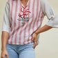 embroidered linen blouse in beige and red stripes by sartoria ferdinando fusco sorrento