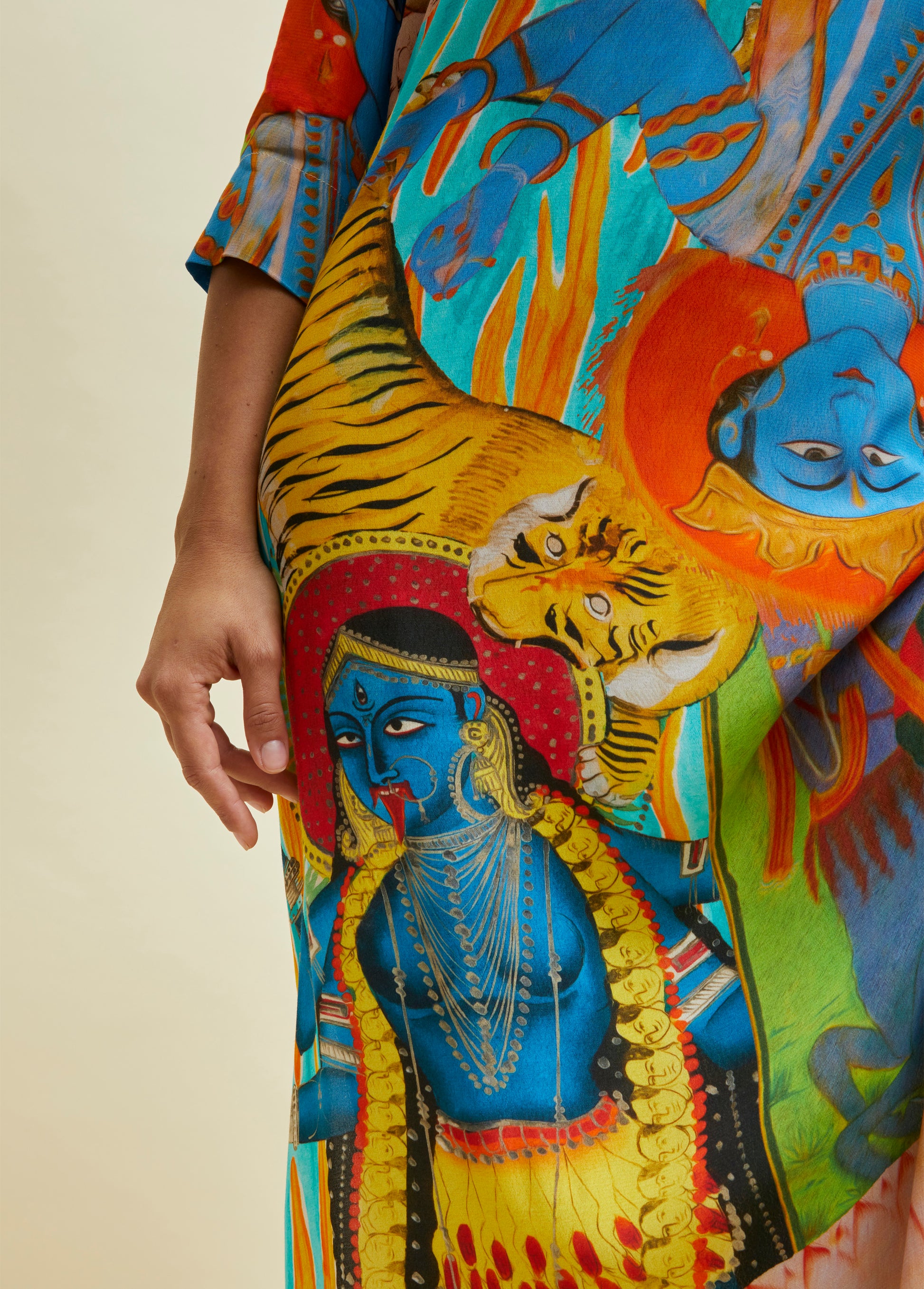 handmade caftan in colorful print by artist and designer ferdinando fusco